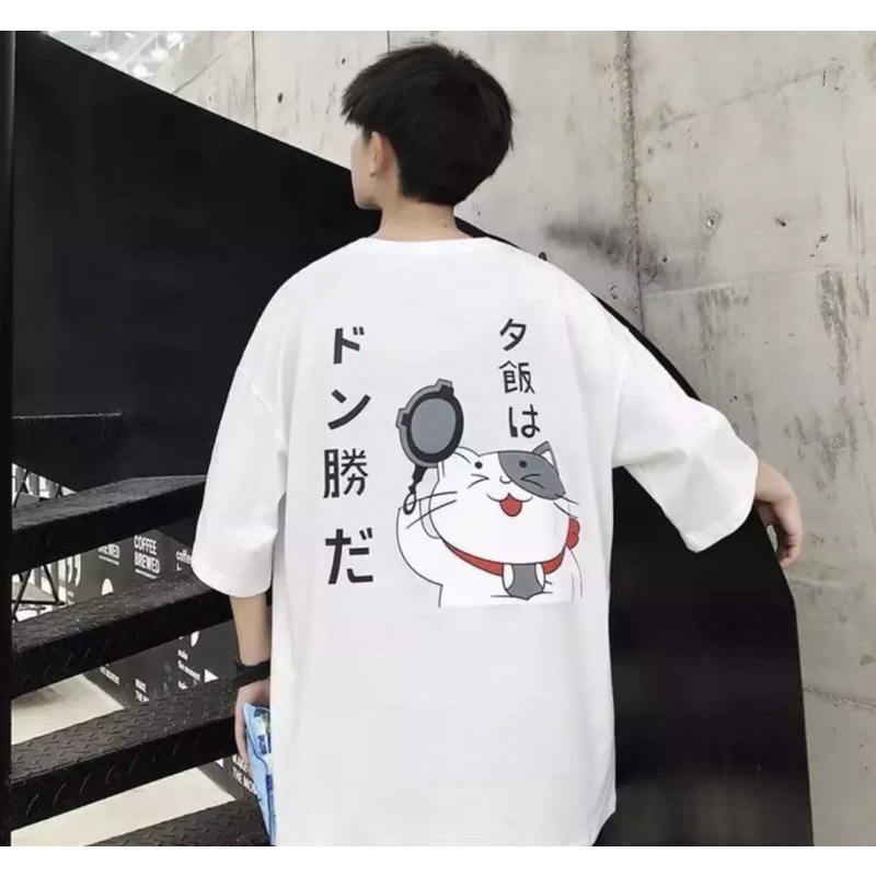 [CÓ ẢNH THẬT] Áo Thun Form Rộng Nam Nữ Phong Cách Hàn Quốc In Hình Mèo Thần Tài Độc Đẹp Thiết Kế Thời Trang