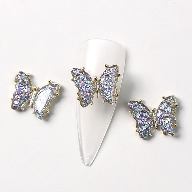 Phụ Kiện Trang Trí Móng Tay Hình Bướm Lấp Lánh Đầy Màu Sắc Kiểu Nhật Bản Cho Nữ DIY