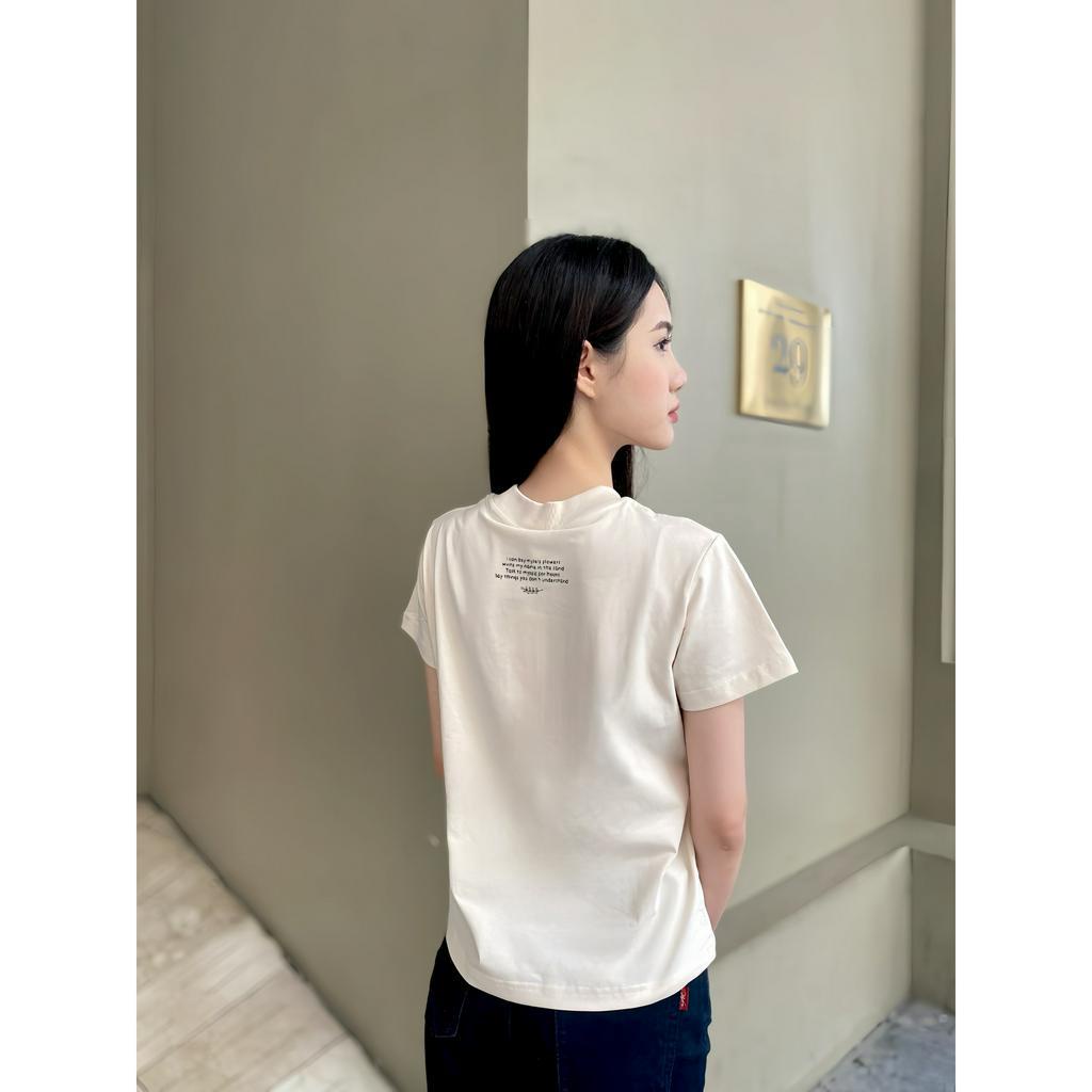 Áo thun Baby Tee local brand NEVASOME Flowers Kem Cotton Nữ