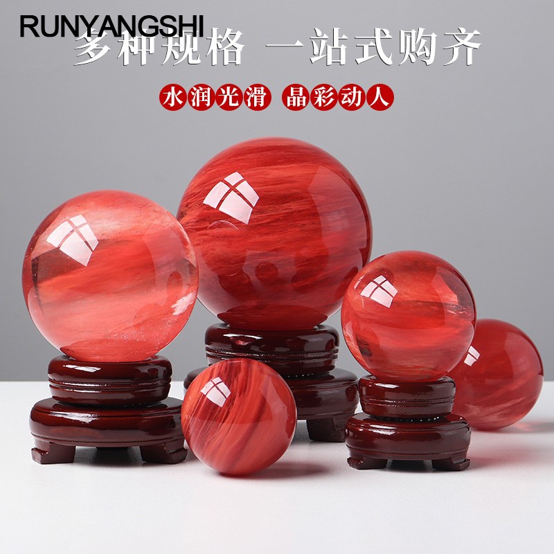 Quả Cầu Pha Lê Tự Nhiên Màu Đỏ May Mắn Dùng Trang Trí Phòng Khách / Phòng Ngủ / Phòng Khách