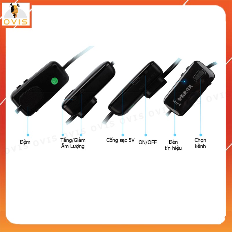 Microphone Cài Tai Không Dây UHF Cho Máy Trợ Giảng, Amply, Loa Kéo | XXD-U12