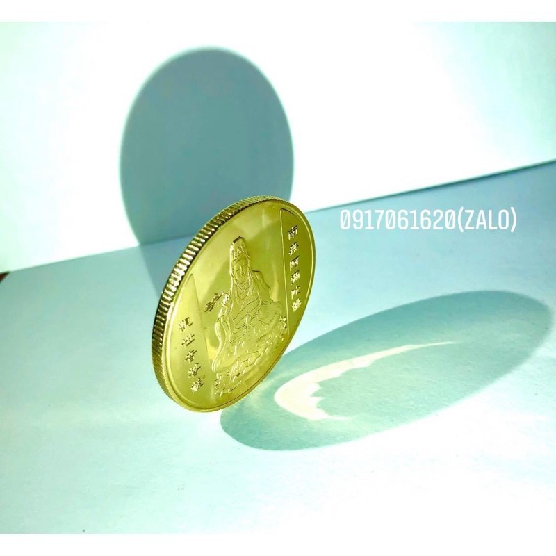 GIÁ SỐC - Đồng Xu Quan Âm Bồ Tát - Mặt Sau Đồng Xu Hình Cá Chép tặng kèm túigấm