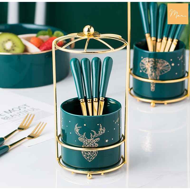 Bộ cốc sứ đựng thìa dĩa - OD6