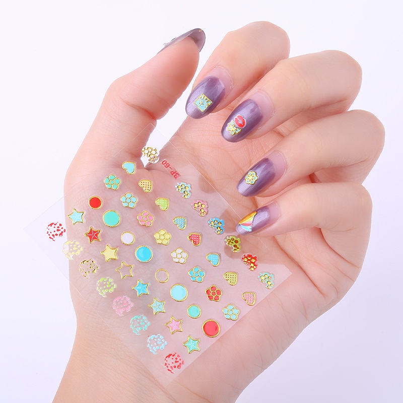 Miếng Dán Trang Trí Móng Tay 3D Hình Hoa Dễ Thương Chống Thấm Nước