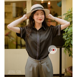 Áo sơ mi lụa nữ envy s0583 viền nổi sang trọng