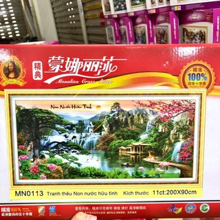 Tranh thêu kín monalisa non nước hữu tình