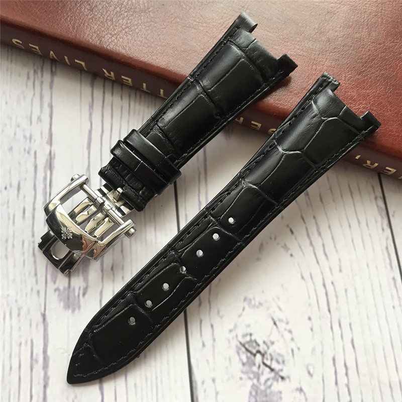 Dây đeo bằng da thay thế 25mm cho đồng hồ Patek Philippe Nautilus 5712G 5711 Notch 13
