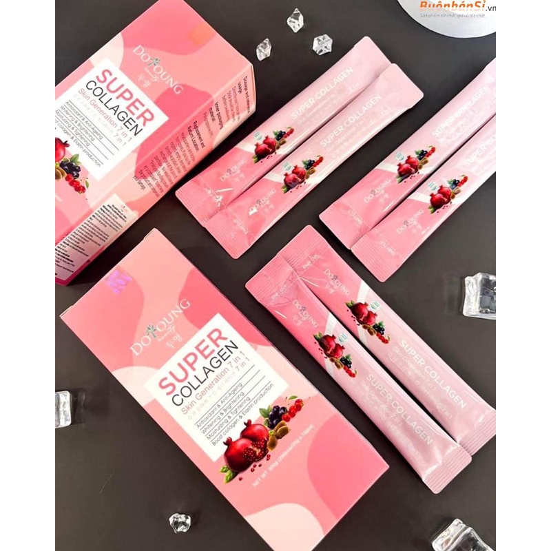 Thạch Lựu Super Collagen Doyoung 7 in 1 Thạch Bổ Sung Collagen Chống Lão Hóa 1 Hộp 15 Thanh