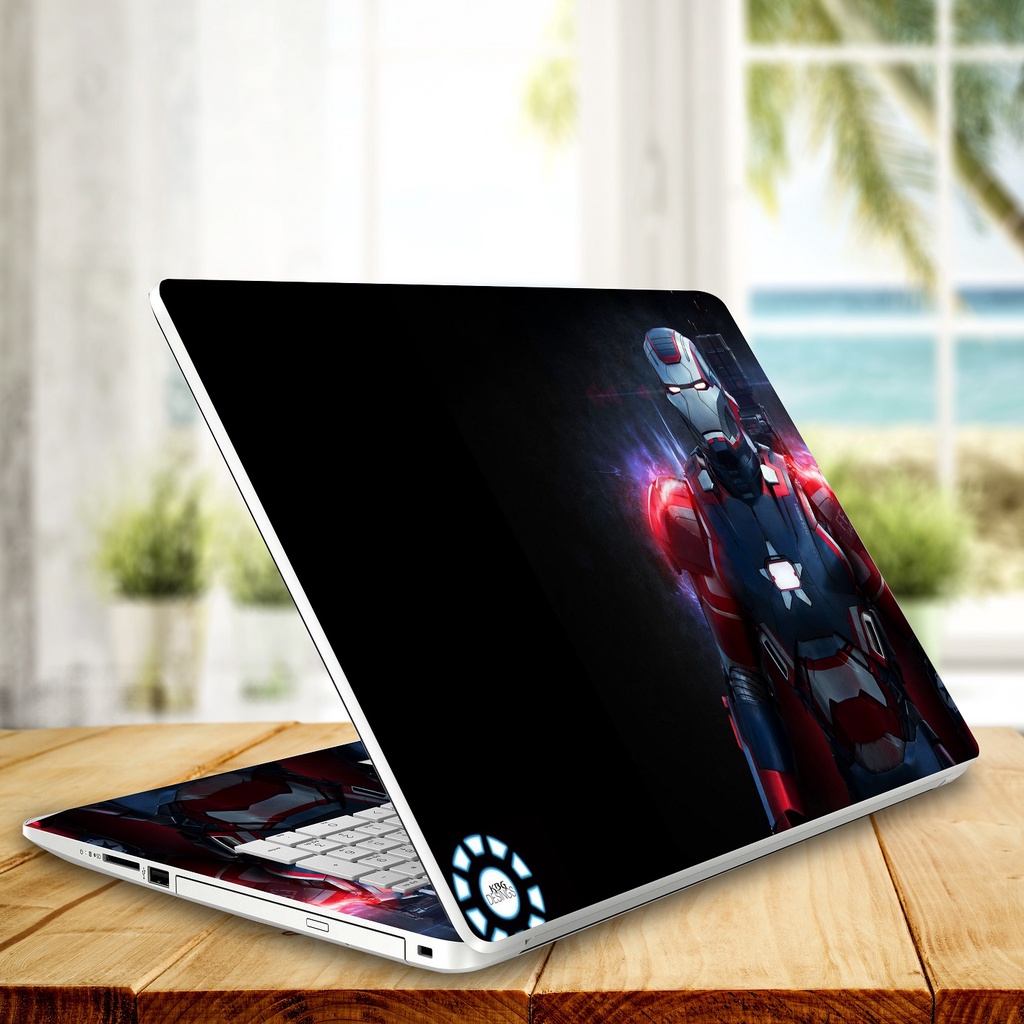 Miếng Dán Laptop - Mẫu hình iron man đen  - Dán cho Dell, Hp, Asus, Lenovo, Acer, MSI, Surface,Vaio, Macbook