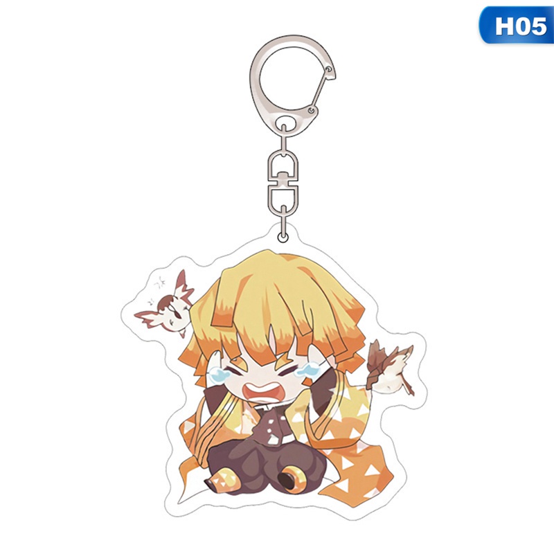 Móc khóa hai mặt bằng acrylic hình Tanjirou Nezuko Zenitsu