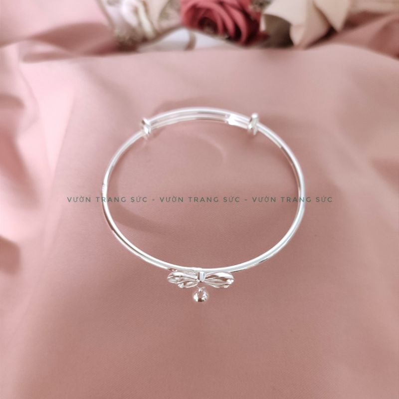 Vòng tay bạc S925 - Lắc tay nữ bạc Ý nơ nhỏ Rinbo dễ thương Vườn Trang Sức