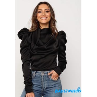 ❀ℳay-2019 Fashion Women Satin Blouses Bow Neck Long Sleeve Elegant Blouse Office Lady Shirts Female Blusas S-XL