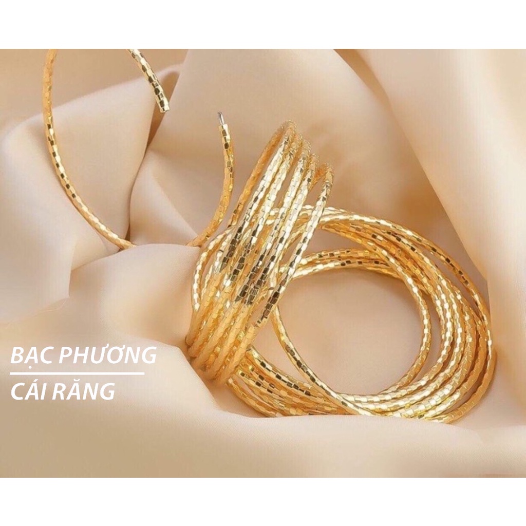 BỘ 7 VÒNG XIMEN TRÒN HỌA TIẾT LẬP PHƯƠNG MẠ VÀNG 18K CAO CẤP
