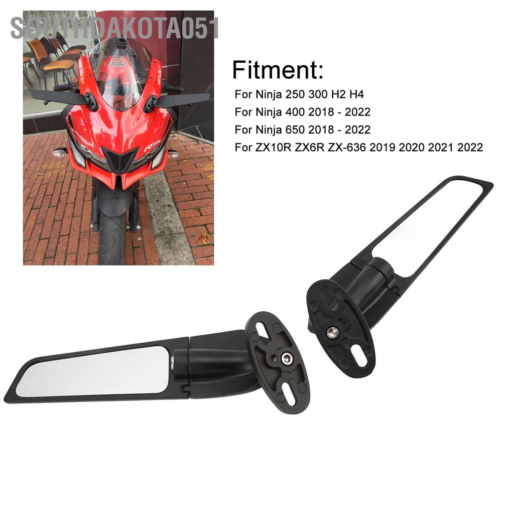 Southdakota051 Cánh gió xe máy Gương chiếu hậu có thể điều chỉnh bên thay thế cho NINJA 250 300 400 650 H2 H4