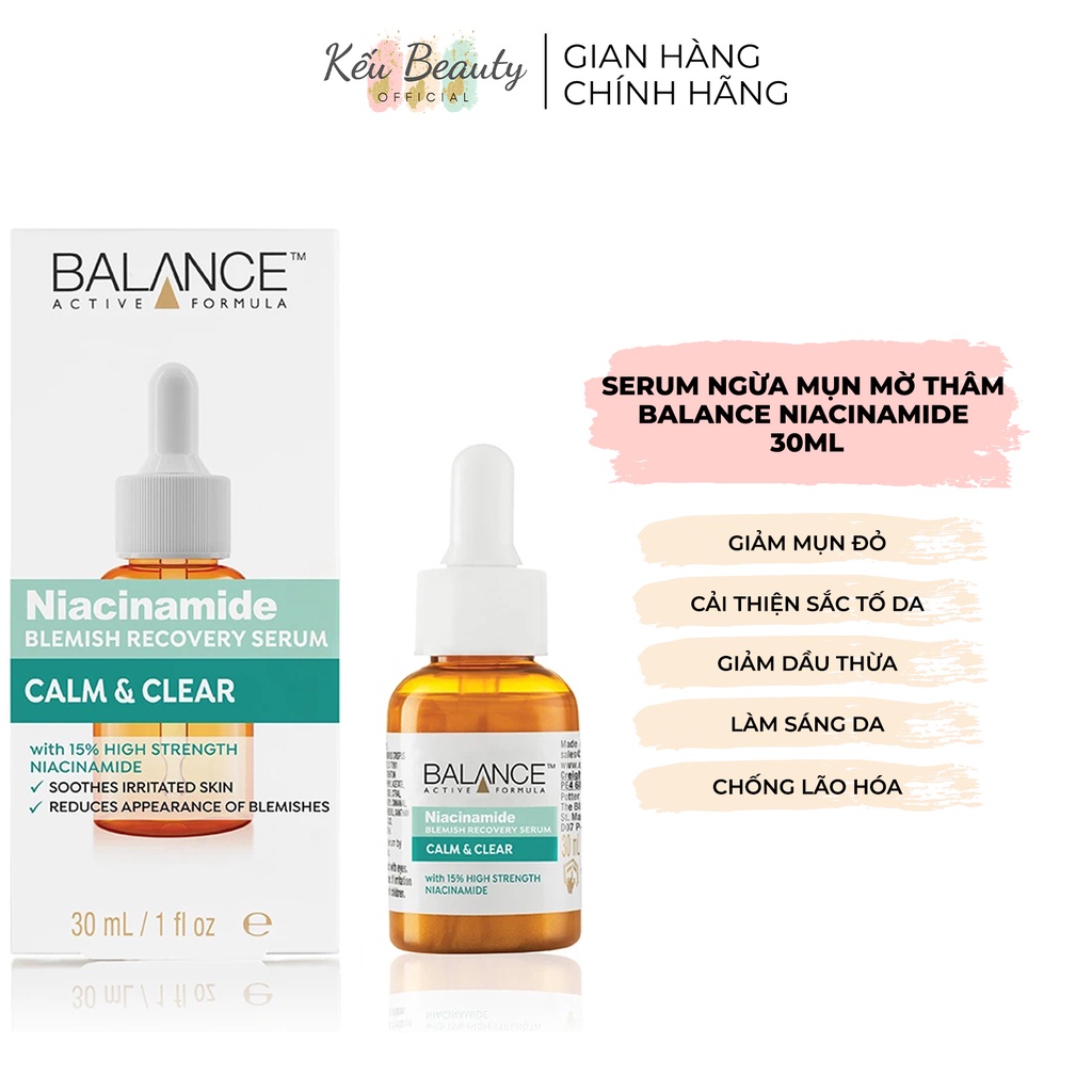 Serum ngừa mụn mờ thâm Balance Active Formula Niacinamide 15% Blemish Recovery 30ml