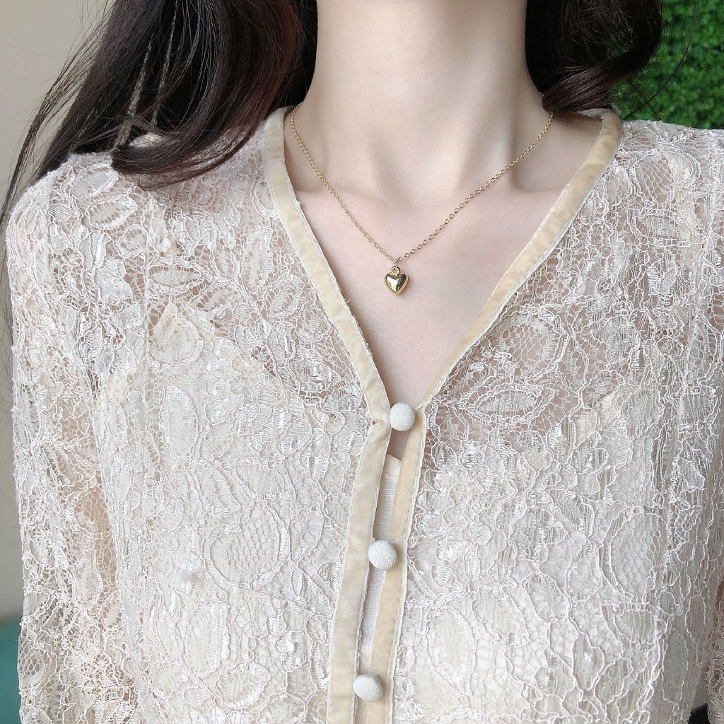 SUXI Dây chuyền mặt trái tim phong cách thời trang đơn giản
