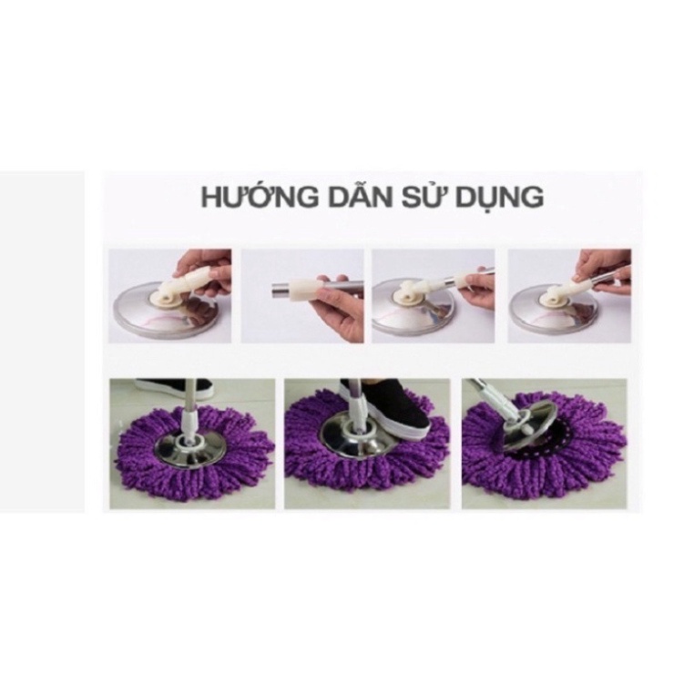 Cây Lau Nhà 360 Độ Mâm Inox Không Rỉ Chổi Lau Nhà Dài 1m2