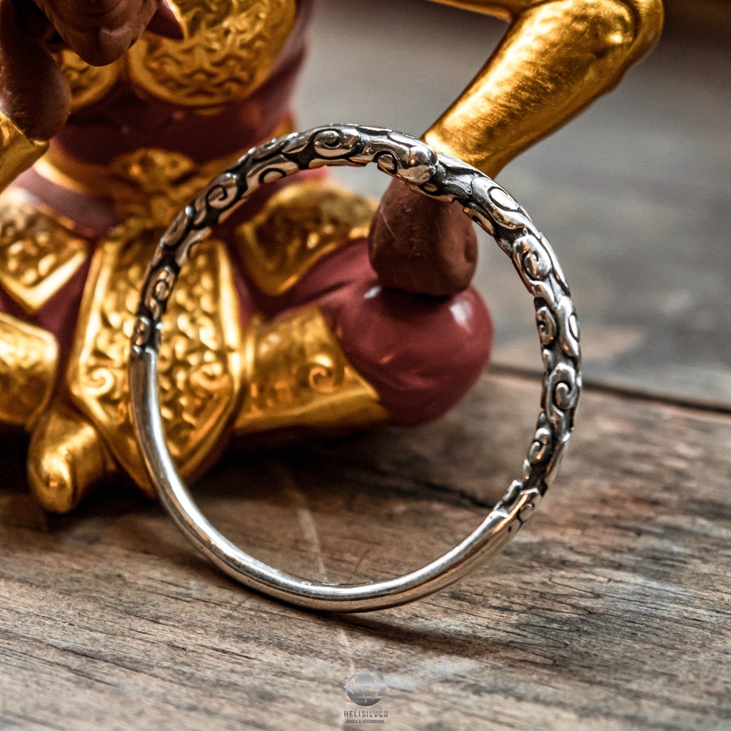 Vòng tay bạc nam, nữ HeliSilver Gậy Như Ý Bạc Helios Original s925 VTBN0050