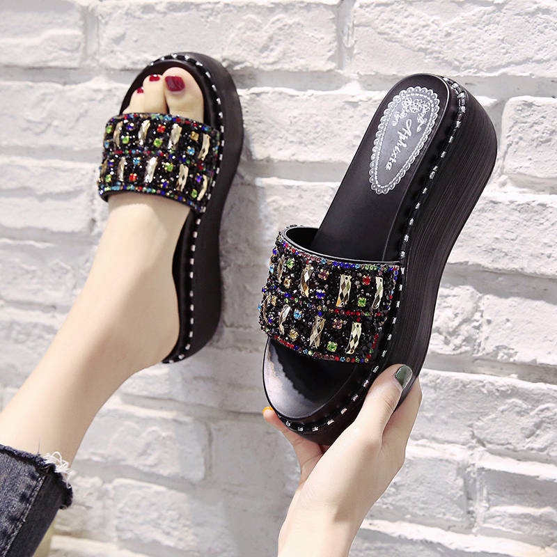 Dép Sandal Đế Dày Lấp Lánh Thời Trang Mới Dễ Phối Đồ Cho Nữ