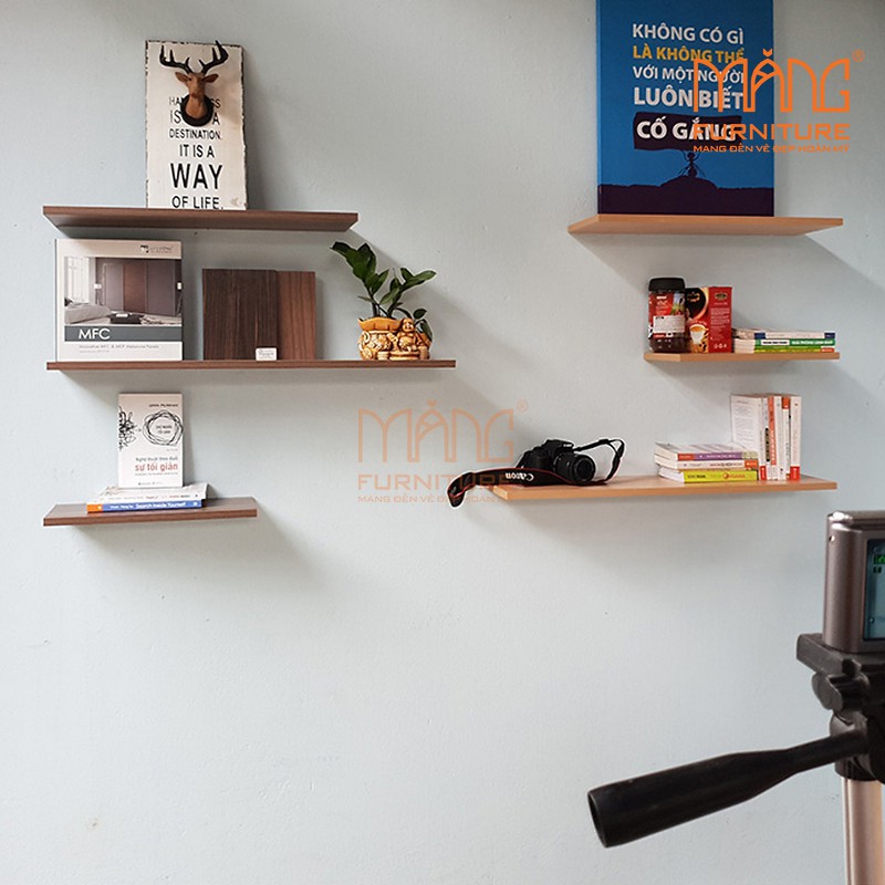 Kệ gỗ treo tường 3 thanh ngang 40,50,60 x 15 cm  KTT03