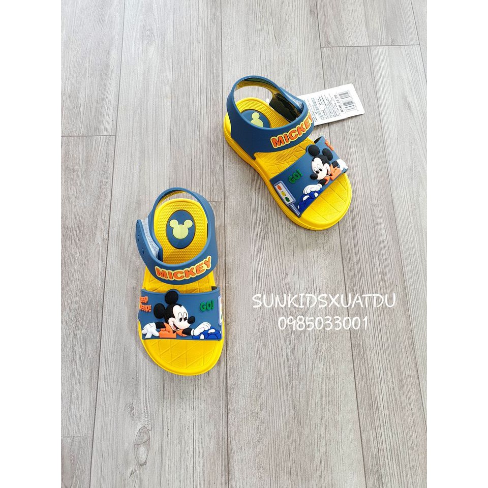 Sandal Mickey nhựa mềm quai dán màu VÀNG