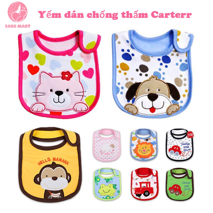 Yếm Dán Chống Thấm Carter 3 Lớp Hình Thú Cho Bé Ăn Dặm