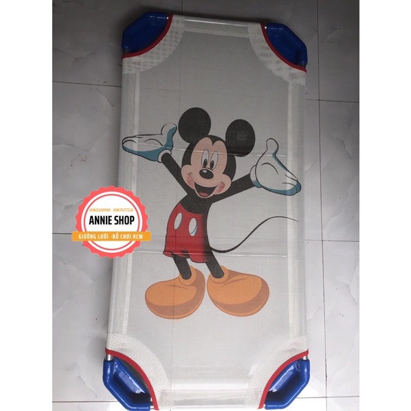 Giường lưới trẻ em mầm non ráp sẵn MICKY, 2 Thanh đỡ lưng inox (Ảnh Thật)