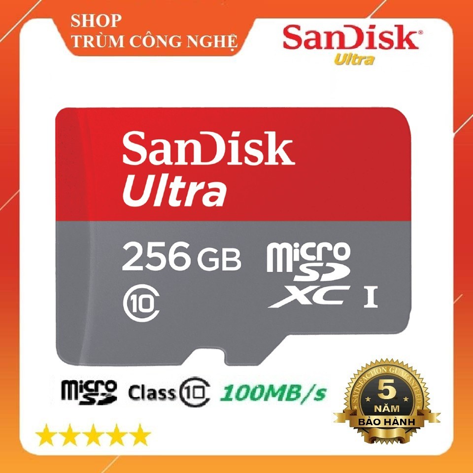 Thẻ nhớ MicroSDXC 256GB SanDisk Ultra A1 Class 10 100MB/s (Đỏ) | BigBuy360 - bigbuy360.vn