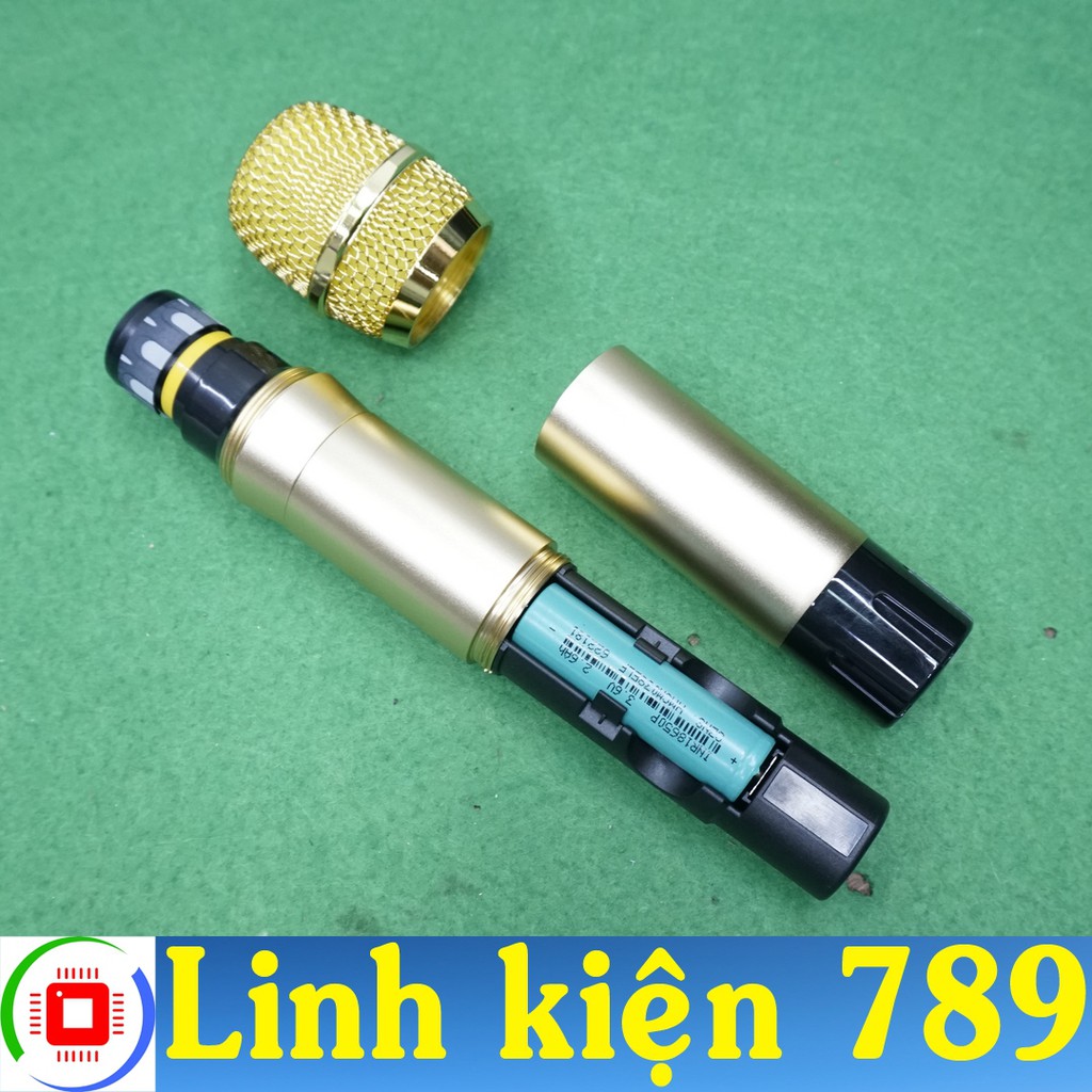 Micro không dây UHF màu vàng chạy 1 pin 18650