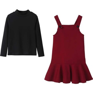 Set áo dài tay váy yếm đuôi cá cho bé gái