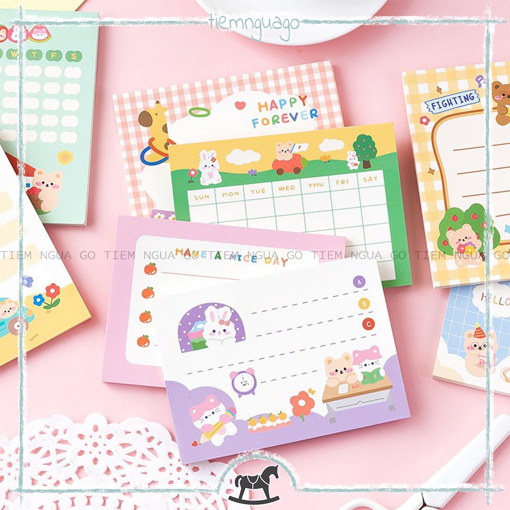 Tập 50 Note Lovely Memo Giấy Note Ghi Chú Cute Dễ Thương Trang Trí Bullet Journal - Tiệm Ngựa Gỗ