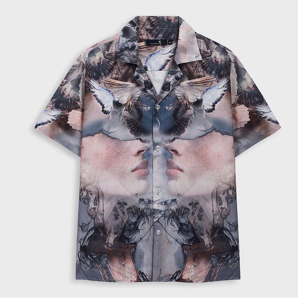 Sơ mi nam cộc tay hoạ tiết mặt người (FreeShip XTRA) chất lụa mềm mịn,sang trọng ,lịch lãm | BigBuy360 - bigbuy360.vn