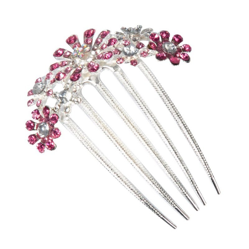 Kẹp tóc kim loại hình hoa đính đá thời trang dành cho nữ