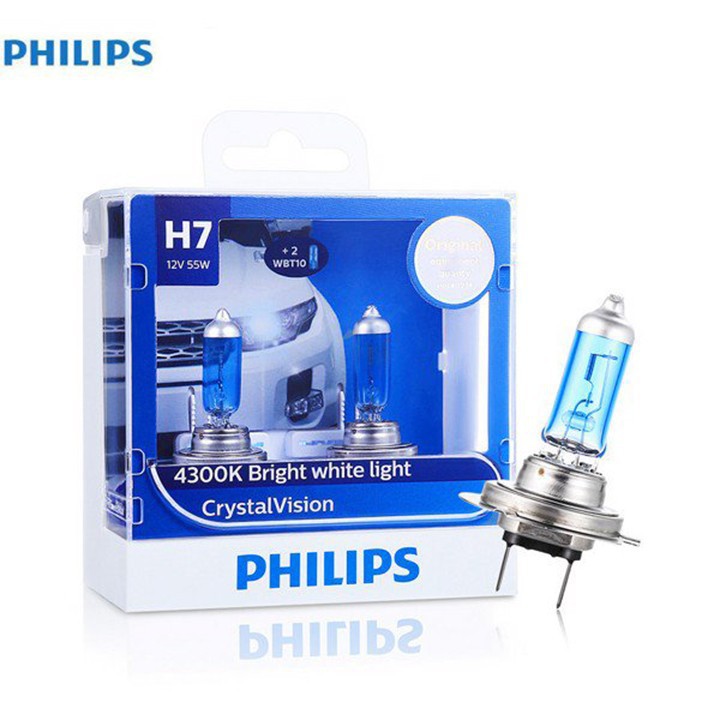 Bóng Đèn Pha Halogen Philips H4 H1 H7 HB3 HB4 CrystalVision 4300K