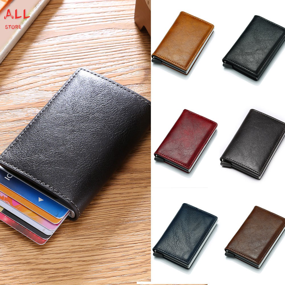 Wallet for Men Slim Mini Like Aluminium Credit Cards Holder Anti-theft PU Wallet