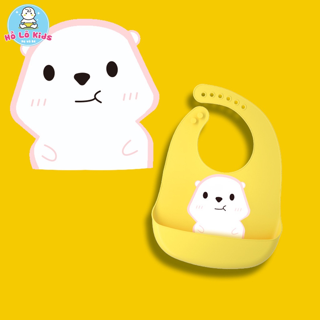 Yếm ăn dặm cho bé silicon có máng chống thấm hình thú siêu đáng yêu Hồ Lô Kids