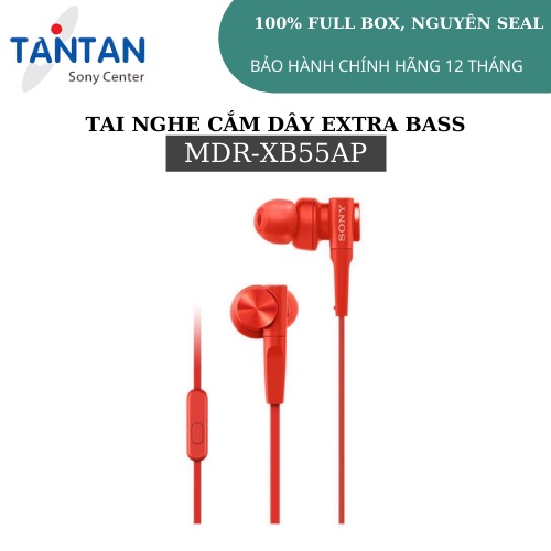 Tai nghe CẮM DÂY EXTRA-BASS Sony MDR-XB55AP | FREESHIP | Màng loa 12mm dạng vòm  Xuất xứ: Thái Lan - Microphone