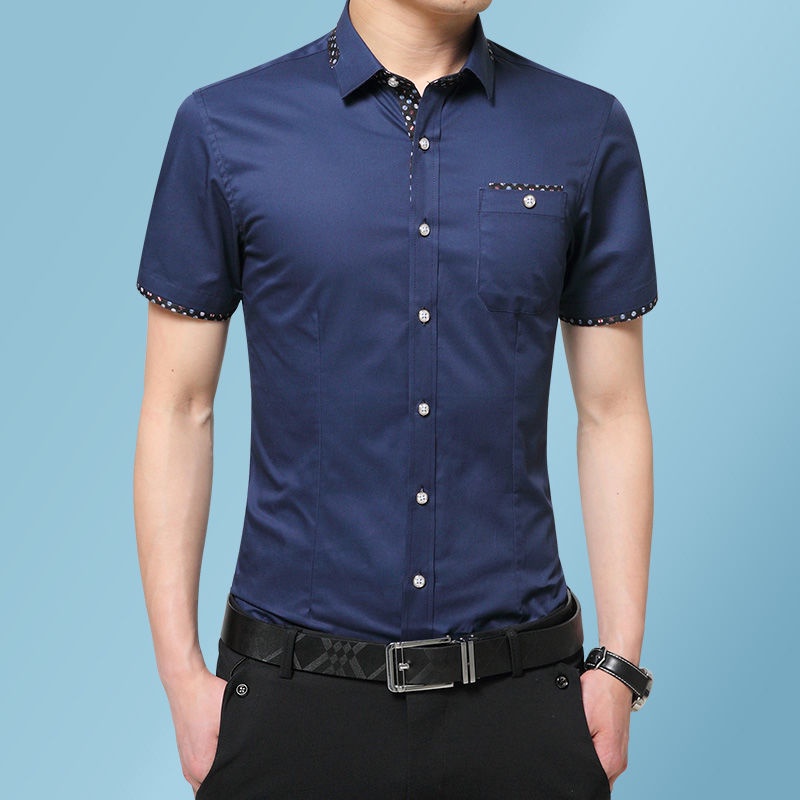 Áo sơ mi mỏng vừa vặn dành cho nam giới mùa hè S thường hoa ngắn tay 2309 / bông Casual