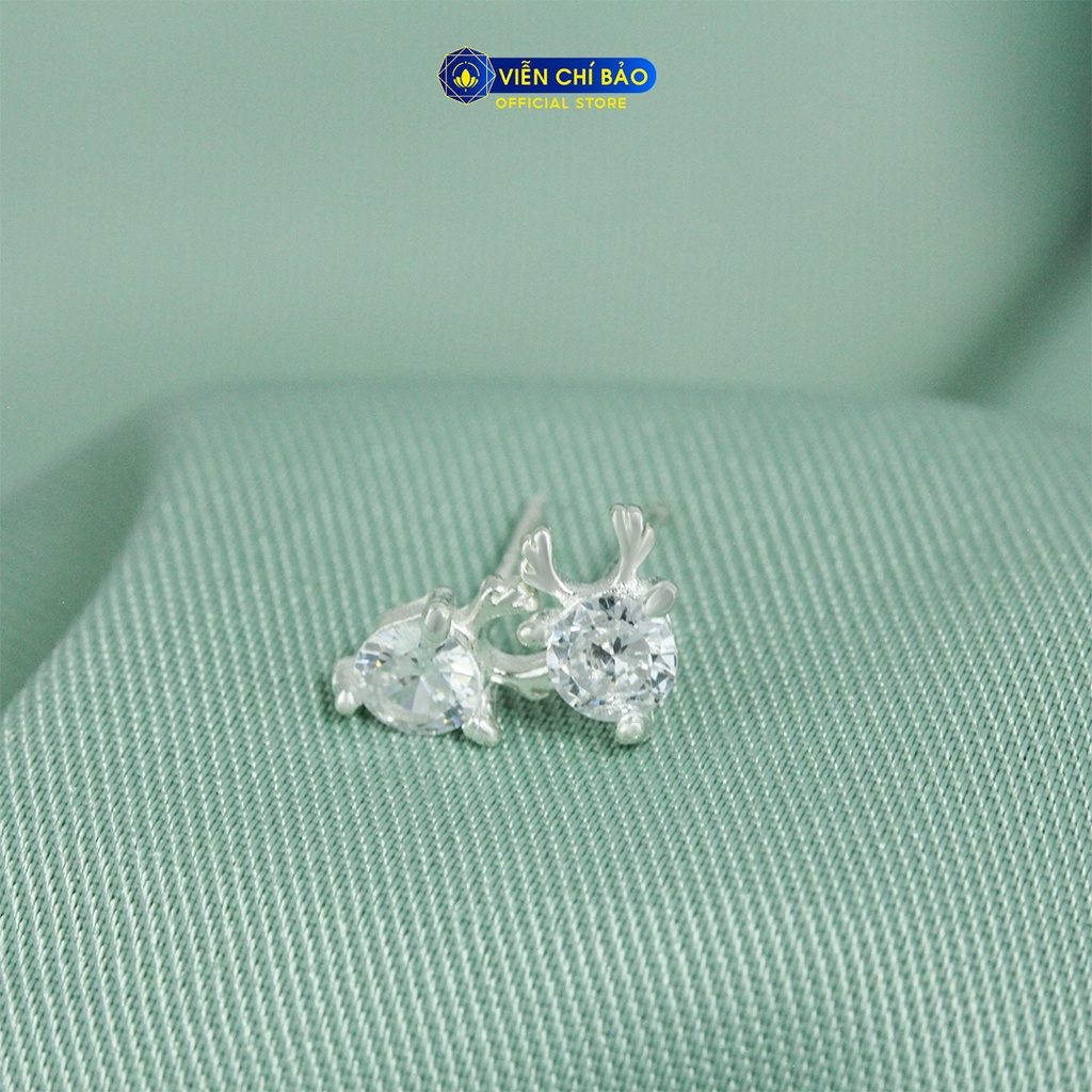Bông tai bạc nữ Tuần Lộc đính đá chất liệu bạc 925 thời trang phụ kiện trang sức Viễn Chí Bảo E0102