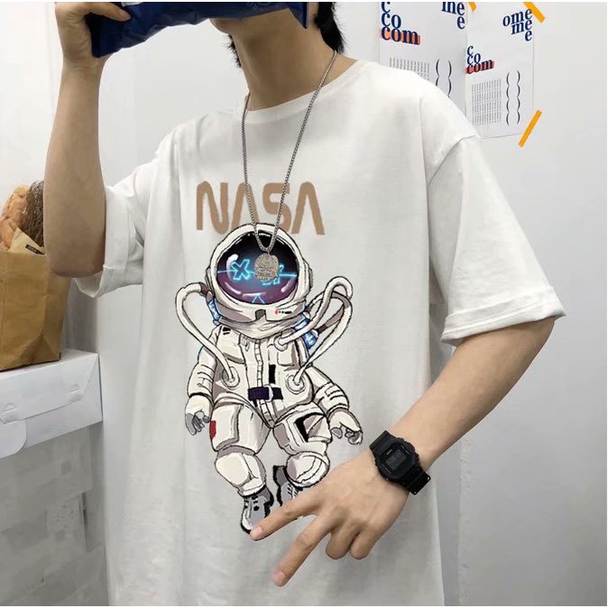 [Mẫu Mới] Áo Thun Nam Nữ Unisex Form Rộng Tay Lỡ Cổ Tròn Phối Họa Tiết Hoạt Hình In Chữ NASA zenkonu TOP NAM 178V2