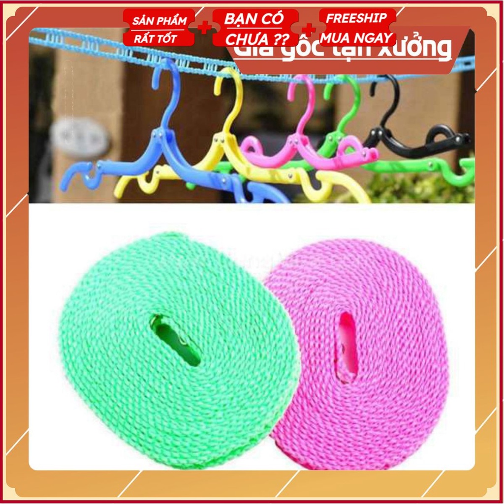 ❌GIÁ SỈ 5 CUỘN❌ Dây phơi quần áo - Dây phơi đồ thông minh dài 5m không cần cặp