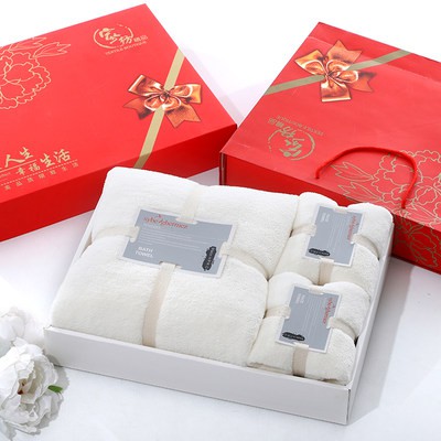 Khăn tắm Nhật Bản ba mảnh Bộ hộp quà Tặng thiết lập nhóm mua cao dày đặc san hô nhung kết hôn với quà tặng công ty