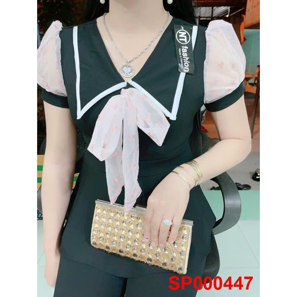 Đồ bộ thun cát hàn thắt nơ cổ 447