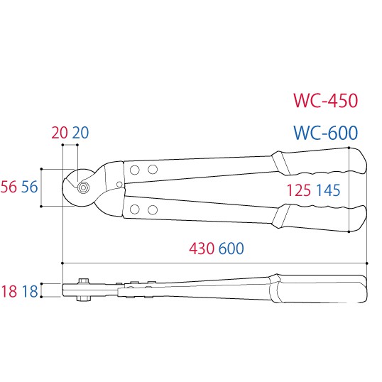 Kìm cộng lực cắt cáp xoắn WC-450/600 Tsunoda Nhật Bản