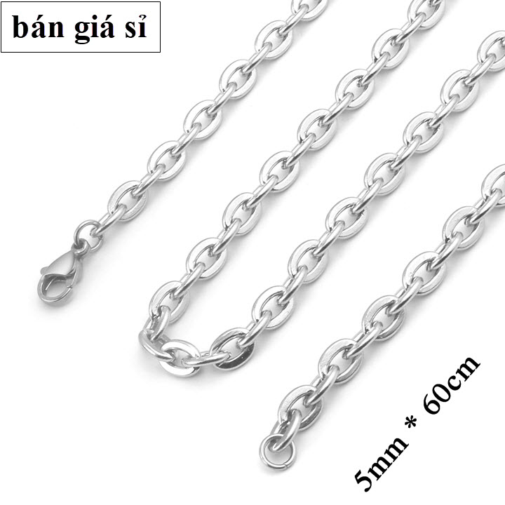 Dây Chuyền Nam Titan Đảm Bảo Không Đen, Không Rỉ, Sét Giá Hủy Diệt - Chữ Cong 5mm