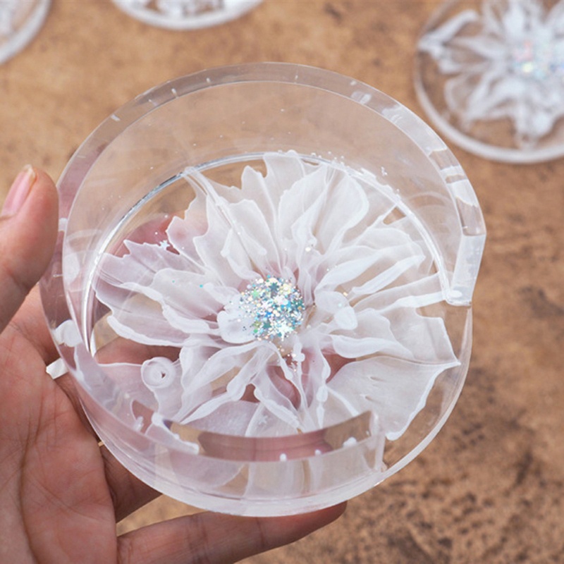 Bộ 5 Khuôn Làm Đế Lót Ly Bằng Resin Epoxy Trang Trí Nhà Cửa