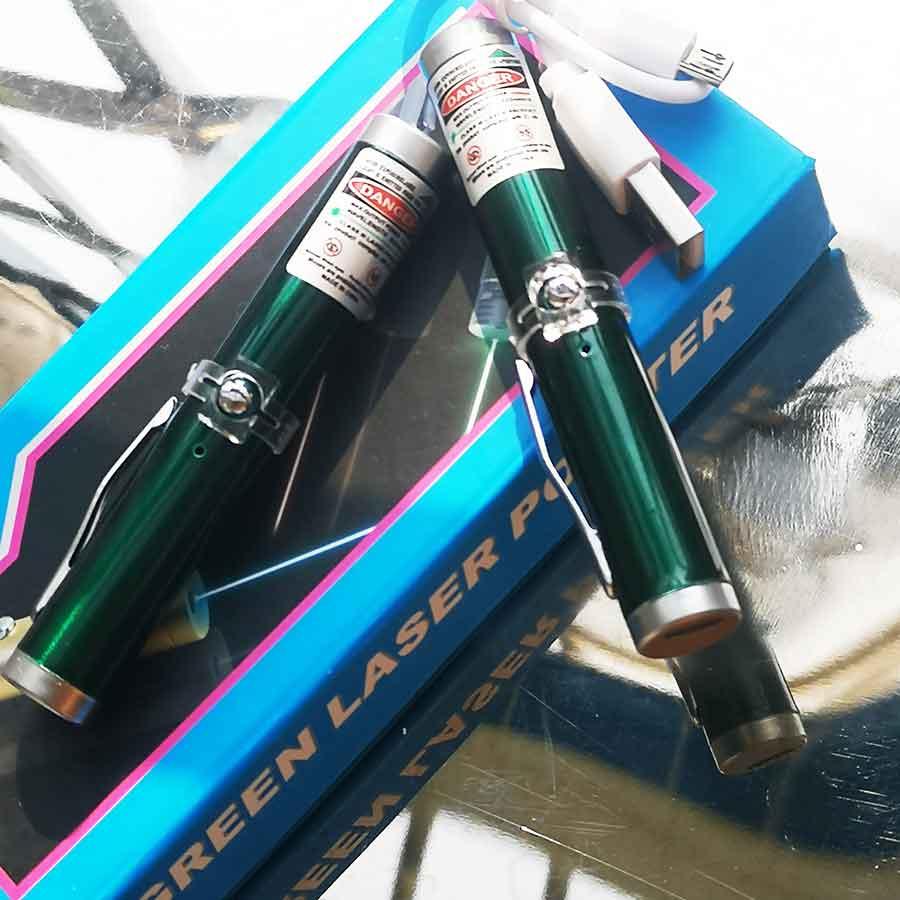 Bút Laze Laser Mini Vỏ Xanh Lá Sạc Cáp USB Mini 9cm Tia Xanh Lá