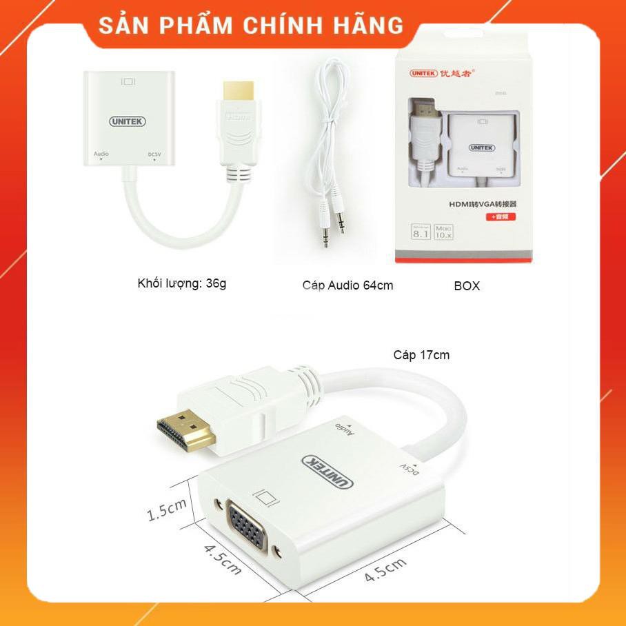 Cáp chuyển HDMI sang VGA + audio hỗ trợ cổng cắm nguồn Unitek Y-6333 dailyphukien Hàng có sẵn giá rẻ nhất