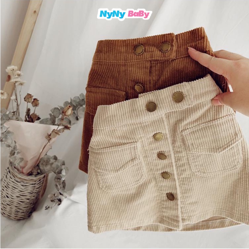 Chân váy nỉ nhung thu đông cho bé gái Nyny Baby thiết kế 2 túi thời trang chuẩn form cho bé từ 1-7 tuổi