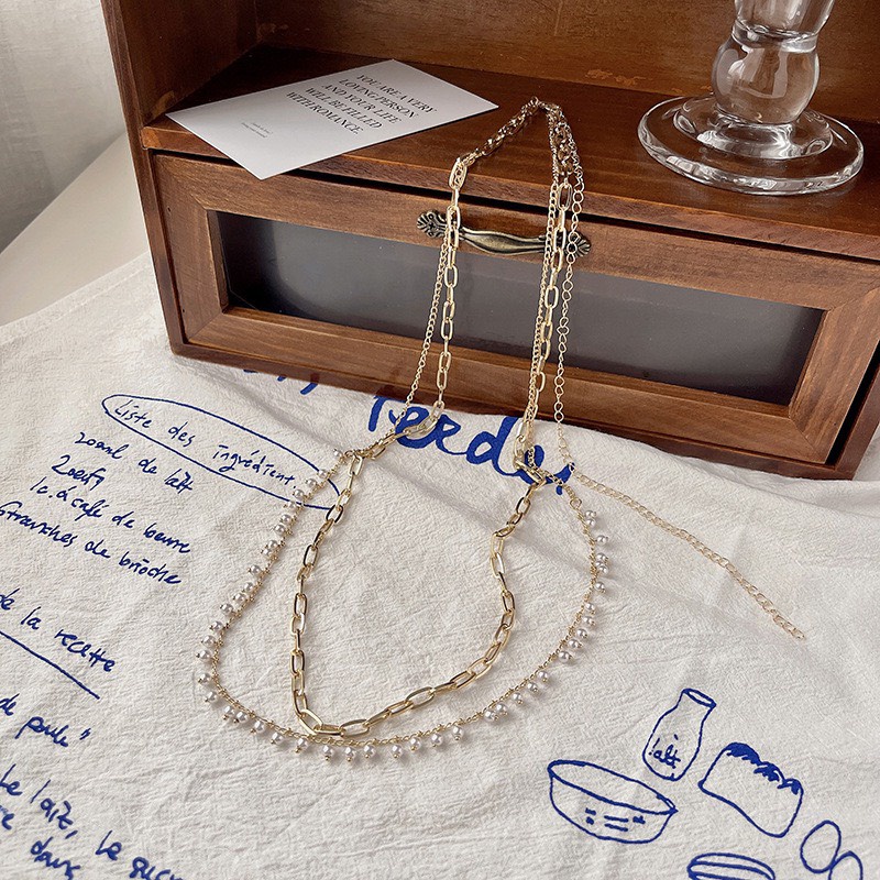 ( 2 mẫu) Chain thắt eo treo váy ullzang Xích 3 tầng màu vàng đơn giản quyến rũ